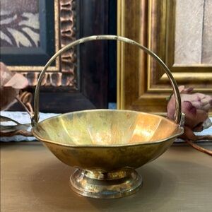 Vintage Brass Candy Bowl with Handle